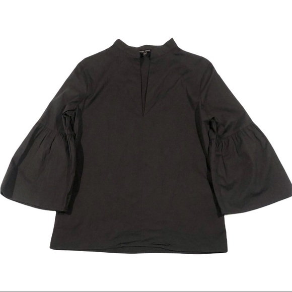 Walter Baker Lynn Top Black 3/4 Bell Sleeve Deep V Split Neck Small - Picture 3 of 11